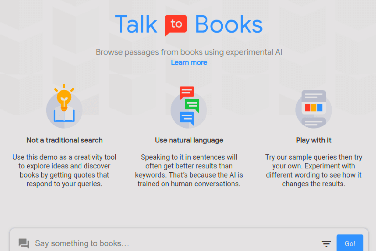 Подборка интересных нейросетей: Talk to Books